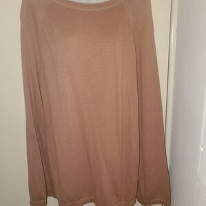 IMAN Tan Crew Neck Poncho Soft Knit